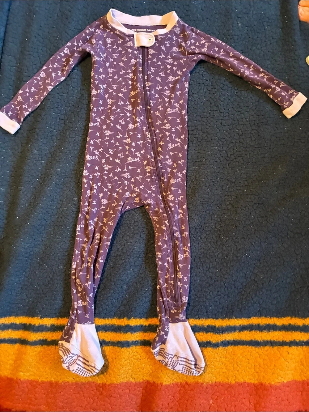 Burt's Bees Baby Purple Floral Footed One-Piece Pajamas